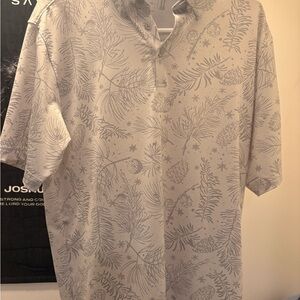Walter Hagen White and Gray Patterned Polo Shirt
